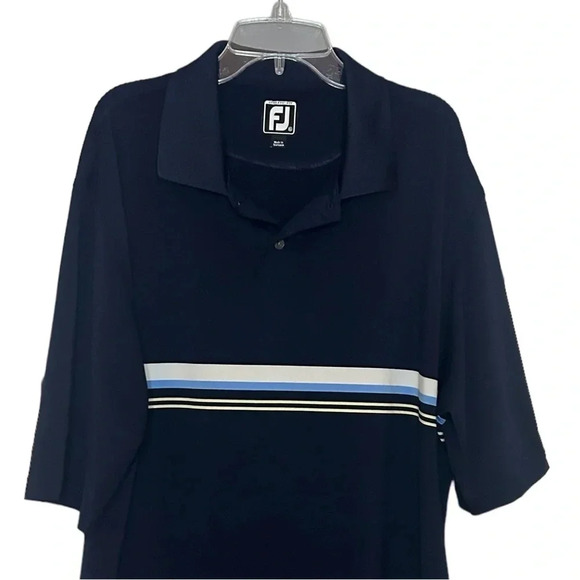 Footjoy shirt polo navy blue center stripe size XL - Picture 2 of 9